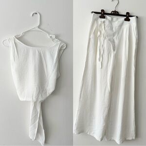 White Sleeveless Blouse and Pants Set